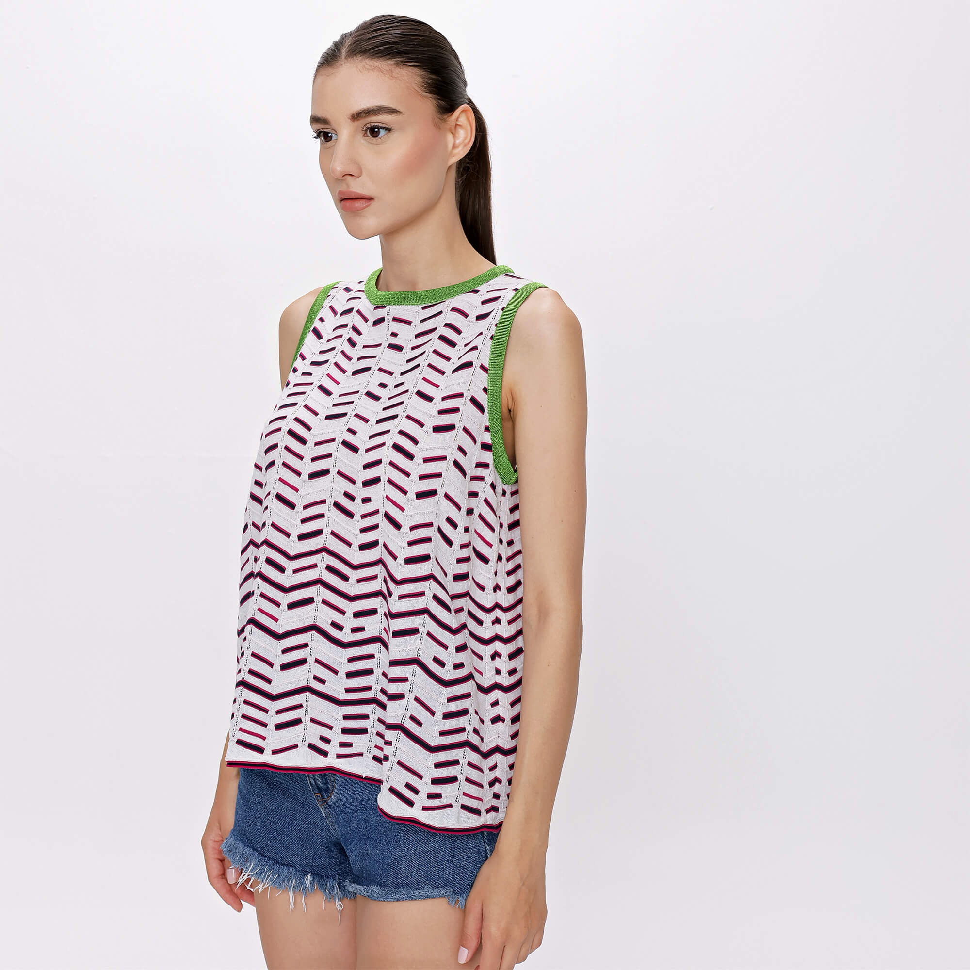 Missoni - White Zigzag Sleeveless Tricot